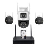 Kit complet cu montaj inclus Wi-Fi , 2 camere 5MP Alarma Dual Light 30m Audio, 1 camera rotativa Dual Lens 5+5MP , Hard 1TB