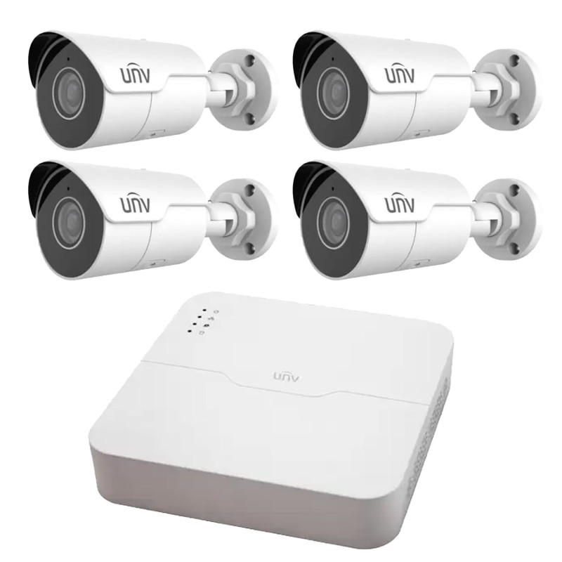 Sistem de supraveghere cu montaj inclus IP PoE UNV 4 camere Starlight 4MP , 2.8mm, IR 50m, NVR 4 canale 8MP