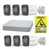 Kit supraveghere IP cu montaj inclus simplu 6 camere Uniarch 4MP IR 30m Lentila 2.8mm PoE Microfon IP67, NVR UNV 8 Canale