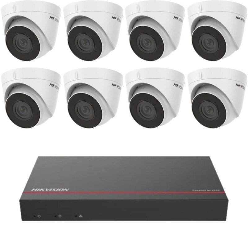 Sistem supraveghere cu montaj inclus Hikvision 8 camere IP 2MP IR 30M NVR 8 canale PoE SSD 1TB preinstalat