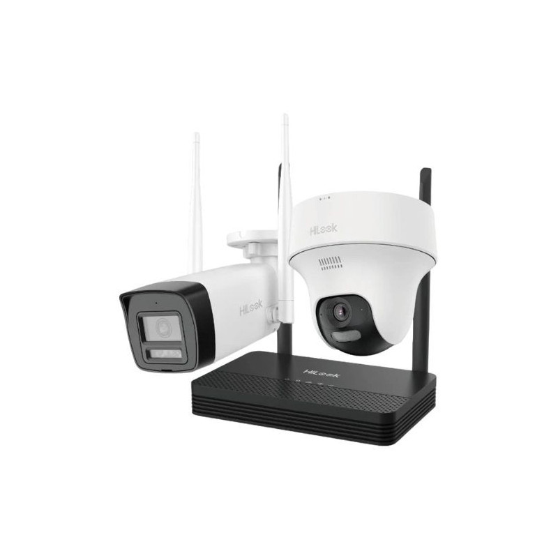 Sistem supraveghere IP cu montaj inclus Wireless Hikvision HiLook IKS-2042BTH-PH/W, 2 camere 2MP, NVS, IR 30m