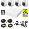Kit cu montaj , sistem supraveghere video complet cu 4 camere Hikvision , DVR Hikvision, Hard 500 Gb