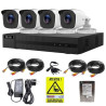 Sistem supraveghere HiLook 4 camere exterior Full HD 2MP infrarosu 20m IP66, DVR 4 canale 2MP, accesorii, HDD 500GB