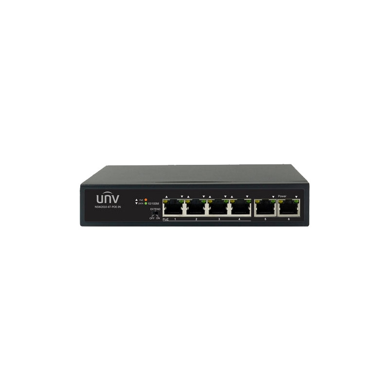 Switch 4 porturi PoE+, 2 porturi uplink RJ45 – UNV NSW2010-6T-POE-IN