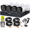 Kit cu montaj inclus Dahua 4 camere 2MP IR 20m, DVR 4 canale 5MP WizSense inteligenta artificiala, accesorii, HDD 500GB