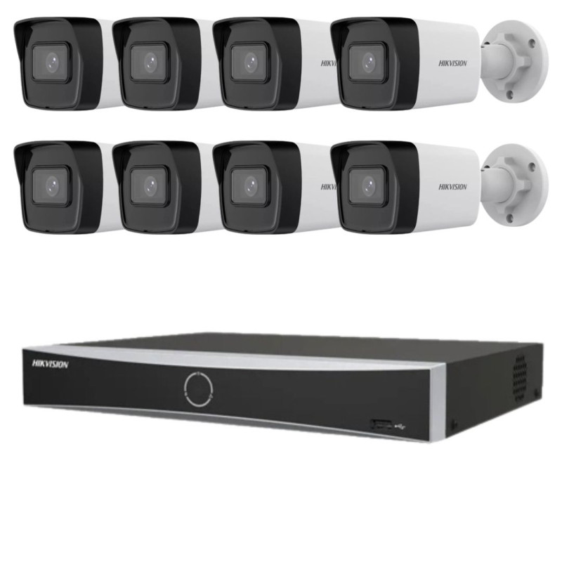 Kit cu montaj inclus Hikvision 8 camere IP 4MP IR 30m NVR 8 canale 12MP AcuSense